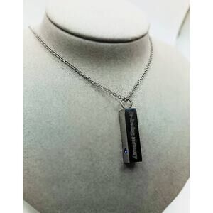 Stainless Steel Blue Glass Urn Necklace Keepsake Pendant 21" Chain